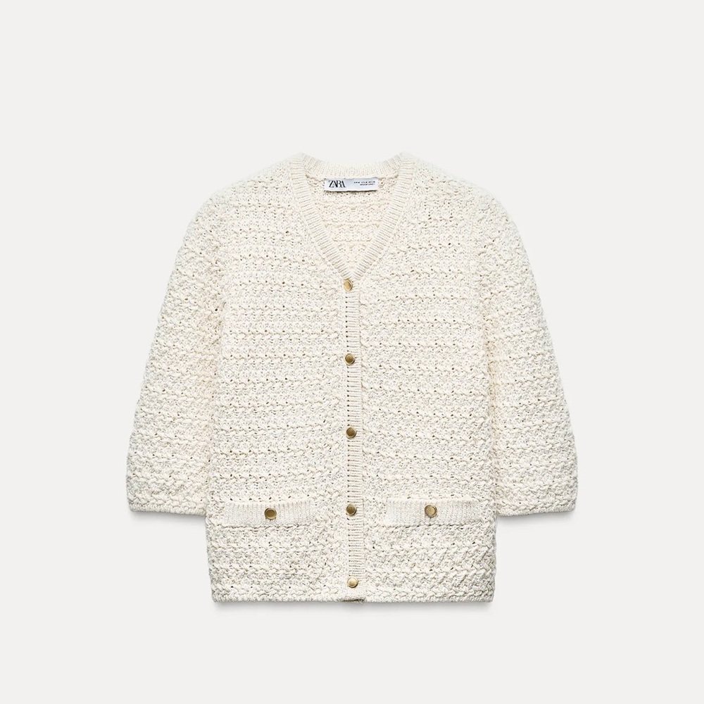 Zara Women's Cream Cardigan Sweater